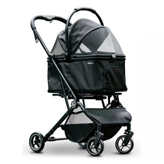 Pawccoli four-wheels stroller fold, easy one-handed collapse for travel