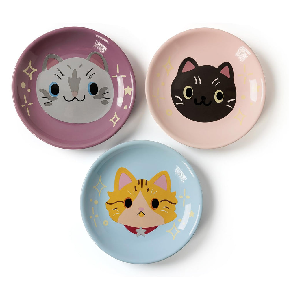 Pawdoer ceramic shallow cat dish, 6-inch wide for whisker-friendly meals.