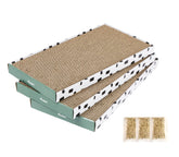 PAWSFANS cat scratcher cardboard box assembly shows easy setup for indoor play.