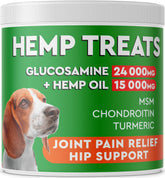 PAWFECTCHEW hip joint chews bottle pour showing mobility support for dogs