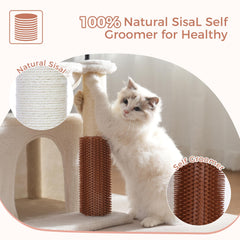 Pawfessor cat tree 32in beige removable top perch offers an elevated view.