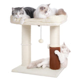 Pawfessor cat tree tower top bed provides a cozy lounge for large cats.