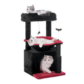 Pawfessor Gothic Cat Tree 32in side view shows a sturdy, space-saving indoor playground for cats.