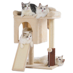 Pawfessor small cat tree top bed offers a spacious perch for cozy naps.