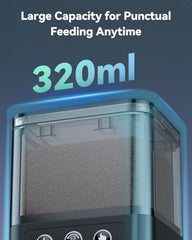 Pawfly 320ml capacity feeder ready for days away.