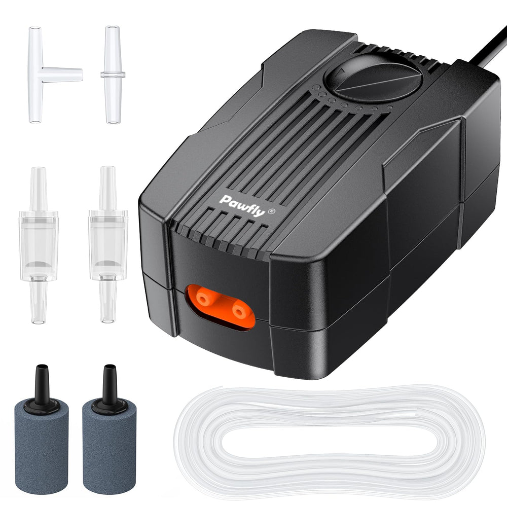 Pawfly air pump with dual outlets for large tanks