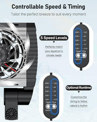 Pawfly chiller fan with five-speed control for customizable airflow