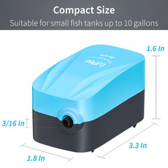 Pawfly compact air pump side view showing compact design and simple setup.