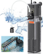 Pawfly internal aquarium filter with 160GPH pump keeps water clear and oxygenated