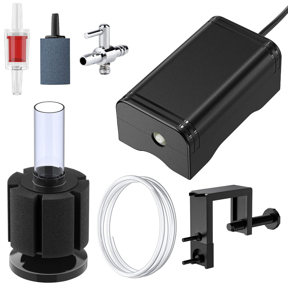 Pawfly Mini Aquarium Air Pump front view showing compact, quiet aeration.