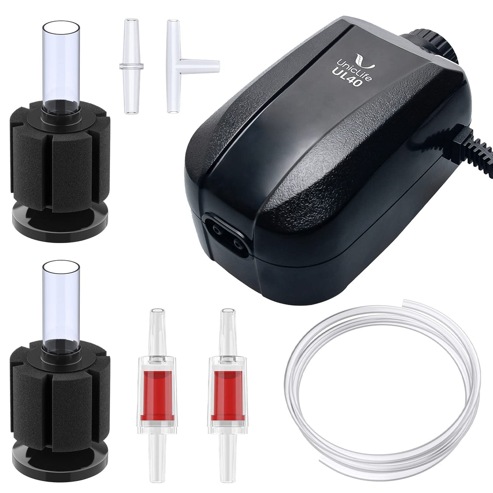 Pawfly Uniclife air pump with two adjustable outlets for versatile aquarium aeration