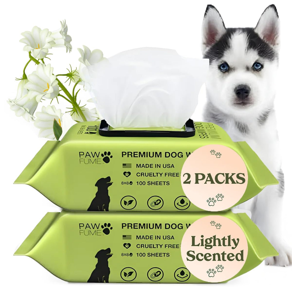 Pawfume dog wipes pack cover with resealable lid for quick on-the-go freshness.