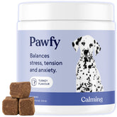 Pawfy Calming Chews bottle-pour: easy serving to support calm during fireworks.
