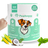 Pawhuggy dog ear wipes 100-count pack for gentle at-home ear care.