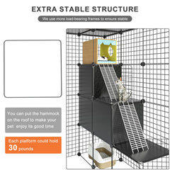 PAWING cat cage assembly view highlights modular panels.