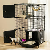 PAWING cat enclosure 3-tier design offers elevated play space for indoor cats.