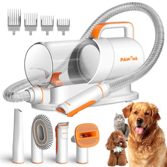 PAWING grooming vacuum front view demonstrates compact design for home pet grooming