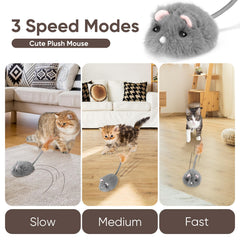 Pawingcat auto-mode cat mouse roaming to stimulate natural chasing behavior.