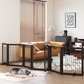 PAWLAND 144-inch dog gate in doorway for safe pet passage.