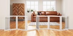 PAWLAND 144-inch gate front view shows an extra-wide dog gate for large spaces