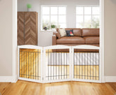 PAWLAND 72-wide dog gate assembled in a room for a wide safe boundary