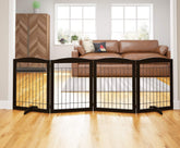 PAWLAND 96-inch extra-wide dog gate in espresso for doorways and hallways, supporting safe passage.