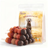 Pawmate 6-in-1 Kabobs close-up showing protein variety on a dog treat stick