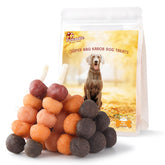 Pawmate 6-in-1 dog kabobs on rawhide sticks for long-lasting chewing and dental cleaning.