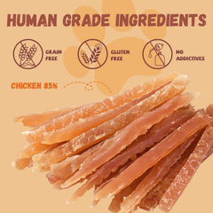 Pawmate Chicken Jerky Strip β taurine-rich with potential heart and vision support.