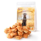 Pawmate chicken-wrapped banana treats close-up for training rewards.