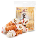 Pawmate large-breed chicken-wrapped rawhide bone for extended chewing sessions.