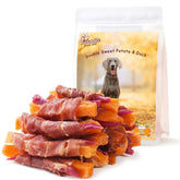 Pawmate packaging shows duck double purple sweet potato wraps, ideal for easy rewards