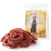 Pawmate Duck Jerky Rings packaging highlights clean, simple ingredients for sensitive dogs.