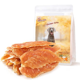 Pawmate packaging shows protein-rich chicken jerky for dogs.