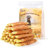 Pawmate pumpkin biscuits chicken-wrapped packaging highlights a tasty training reward