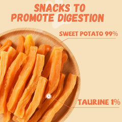 Close-up of Pawmate Sweet Potato chews shows chewy, digestible texture.