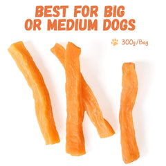 Pawmate Sweet Potato treats are rawhide-free for safer chewing experiences.