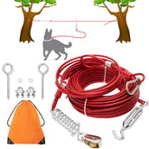 PAWNISAW 100 ft dog tie-out cable for outdoor play with high visibility.