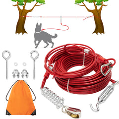 PAWNISAW 100 ft dog tie-out cable for outdoor play with high visibility.