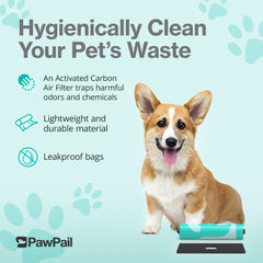PawPail easy-open design speeds cleanup on walks and at home.