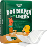 PAWPANG disposable dog diaper liners packaging highlights absorbency.