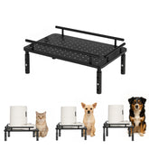 PAWPARAGON raised feeder stand side view shows durable all-metal construction for longevity.