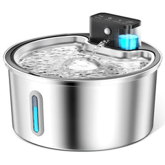 PawPoll wireless cat water fountain top view highlighting 3.2L capacity for multi-pet hydration.