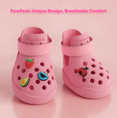 PawPosh perforated pink booties showing breathable ventilation feature