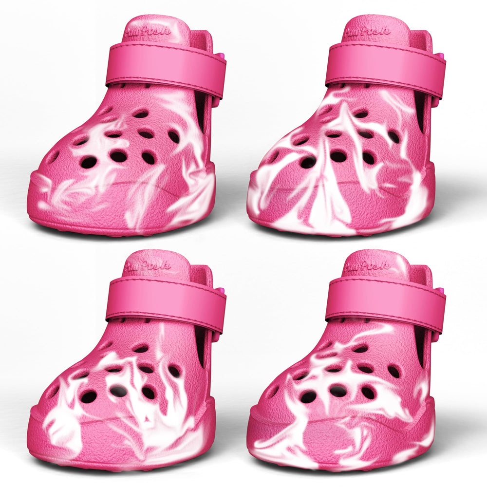 PawPosh Rose Marble front view dog shoes showing paw protection for warm days