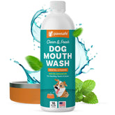PawSafe dog mouthwash bottle front highlighting a fresh breath enhancement for daily use.