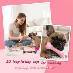 PawsAion rubber toothbrush bone toy massages gums during chews