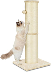 PAWSCRAT 32 inch sisal post in beige for indoor cats