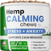Pawsential Advanced Calming Chews packaging for daily use and easy serving