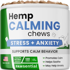 Pawsential Advanced Calming Chews packaging for daily use and easy serving